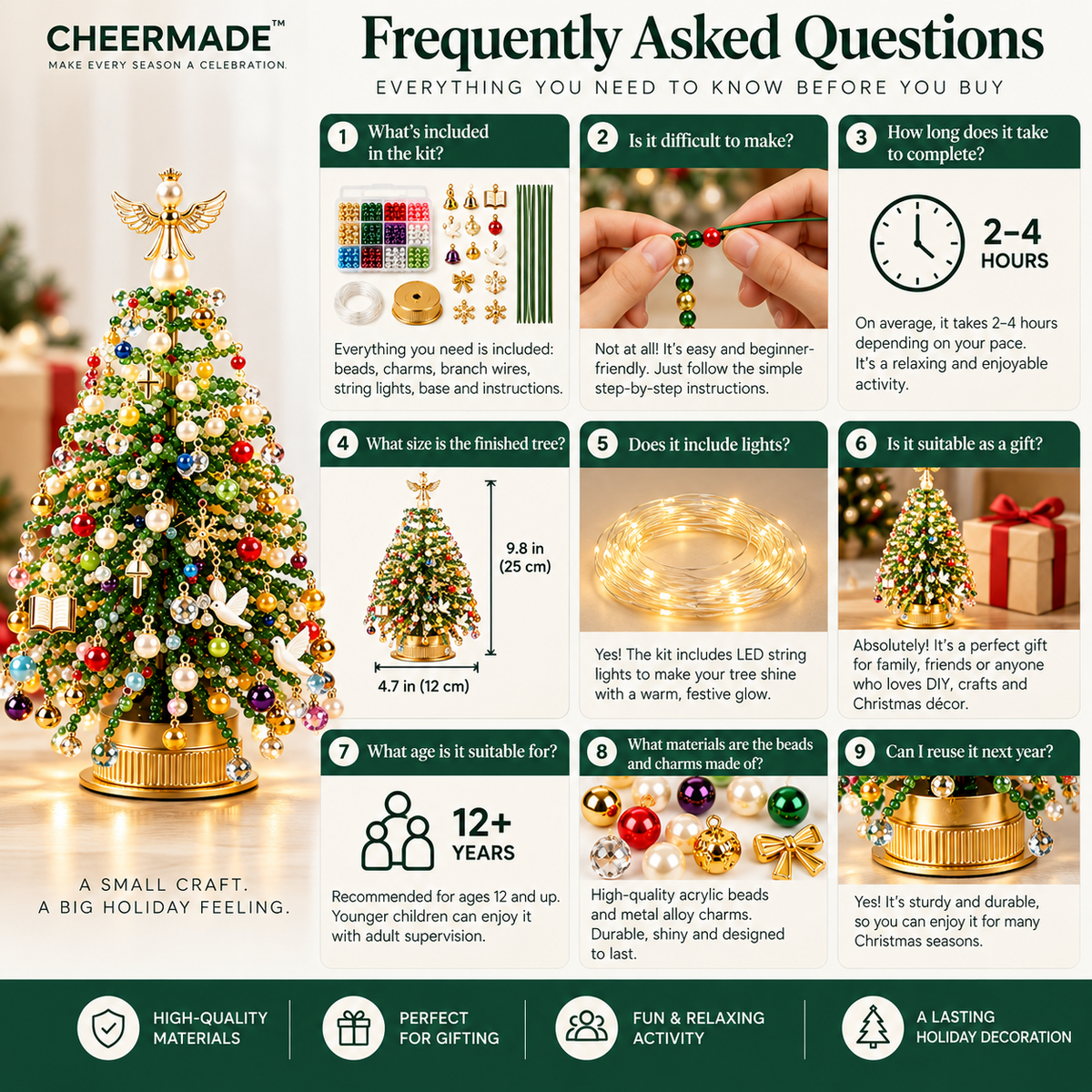 🎄 CheerMade Christmas DIY Tree Kit — Family Activity & Reusable Holiday Decoration